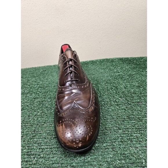 Prada 2EA038 Vintage Dark Brown Leather Wingtip Brogues Oxfords Shoes Mens 9